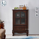 木平面 美式小酒柜全實(shí)木仿古歐式餐邊柜 玻璃門(mén)靠墻紅酒柜簡(jiǎn)約客廳矮柜 深胡桃色