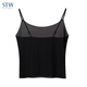STW.SOTOWELL冰絲吊帶抹胸夏季防走光薄透氣無(wú)痕內搭防透打底修身露臍短款背心 WM008黑色（薄如蟬翼） L (170)