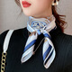 吻過(guò) 職業(yè)70方巾小絲巾女韓版職業(yè)時(shí)尚百搭裝飾小領(lǐng)巾春秋休閑護頸外搭圍脖圍巾印花絲巾女 帆船白 70*70cm