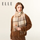 ELLE100%羊毛圍巾女士秋冬季戶(hù)外保暖時(shí)尚千鳥(niǎo)格子圍脖送禮禮盒裝