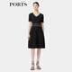 PORTS寶姿春季新品女裝腰部裝飾花蕊飾邊修身連衣裙ALP8K203RZE012 黑色 S （4）