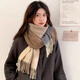 達芬奇密碼 秋冬季保暖圍巾女歐美風(fēng)學(xué)生圍脖情侶格子披肩 6# 淺灰咖色（205*35cm）