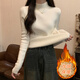 DXOT秋冬半高領(lǐng)修身緊身長(cháng)袖打底針織衫上衣加厚一體絨保暖白色毛衣女 白色 M 建議90-100斤
