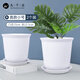 九千谷 仿陶瓷樹(shù)脂花盆高款白色2個(gè)裝辦公室綠植花盆口徑15cm含托4023