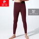 皮爾卡丹男士秋褲單件加絨秋冬無(wú)痕線(xiàn)褲德絨纖維保暖褲 酒紅 XL (145-175斤）