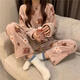 FOX.G珊瑚絨睡衣女士秋冬春秋家居服冬季加厚加絨睡褲2025法蘭絨月子服 咖色小熊法拉絨睡衣套裝 均碼 【約130斤以內(nèi)】