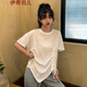伊奇羽兒寬松韓版短袖t恤女裝新款夏裝衣服上衣打底衫春裝夏季半袖寬松 白色 L 