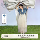紫涵（ZIHAN）紫涵牛仔外套吊帶網(wǎng)紗連衣裙套裝女夏季上衣仙女裙兩件套 米白 M