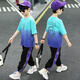 奧米鼠童裝男童夏裝短袖套裝洋氣中大兒童兩件套男孩韓版運動夏季套裝潮 藍色 140