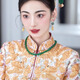 QMXD中式婚禮仿翡翠綠色漢服傳統(tǒng)古裝項(xiàng)鏈女士復(fù)古新娘秀禾龍鳳褂配飾 綠色項(xiàng)鏈