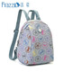 Frazzil/法姿小雙肩包女新品黑色印花帆布休閑背包時(shí)尚貝殼書包潮  2845 七彩圖灰 小號(hào)