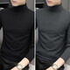 DUJUN原創(chuàng  )高領(lǐng)打底衫男士長(cháng)袖t恤折疊領(lǐng)純色內搭外穿百搭上衣服秋裝潮流【2件裝】 黑色+深灰 3XL (160-175斤)