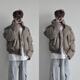 POUM2025新品美式PU皮棉服寬松立領(lǐng)面包服潮牌設(shè)計(jì)感短款棉衣 QYRJ-M6106咖色 尺碼偏大建議拍小一碼 XL