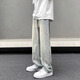 KIEXI牛仔褲男春夏季直筒寬松褲子男潮牌闊腿褲美式高街休閑長(zhǎng)褲子 黃泥色 L 【105-125斤】