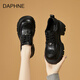 DAPHNE達(dá)芙妮2025春季復(fù)古英倫風(fēng)小皮鞋女真皮百搭森系厚底增高單鞋樂(lè)福鞋 黑色 37