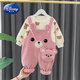 迪士尼（Disney）背帶褲女童秋裝2025新款加絨潮童裝洋氣兒童衣服一歲寶寶春秋套裝 粉色 90 cm