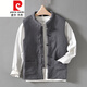 皮爾卡丹（pierre cardin）冬季中國風(fēng)復古盤(pán)扣唐裝馬甲男中式立領(lǐng)加厚保暖棉麻背心外套坎肩 灰色 XXL