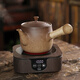 唯古日式陶瓷煮茶器側把煮茶壺花茶黑茶白茶壺大口碳爐圍爐煮茶電陶爐 直口煮茶壺+電陶爐