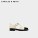 CHARLES&KEITH法式拼色平底單鞋搭扣瑪麗珍七夕禮物CK1-70900504 Beige米色 36