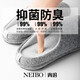 內(nèi)泊（NEIBO）乳膠棉拖鞋男冬季天女士室內(nèi)家居鞋大碼防滑防臭橡膠軟底羊毛灰44