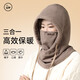 蘇木佰（SOMUBAY）防風(fēng)帽子冬天保暖頭套帽騎行男加絨脖套圍脖女帽子圍巾面罩一體 棕色【升級(jí)加絨加厚-男女同款】
