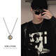 QMXD祈禱之手項鏈男潮嘻哈復古圓牌吊墜男生小眾高級感網(wǎng)紅配飾品 項鏈