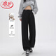 浪莎抽繩豬鼻扣衛褲春秋寬松顯瘦高腰運動(dòng)褲休閑美式束腿褲直筒闊腿褲