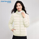 真維斯（JEANSWEST）羽絨服2025冬季連帽輕薄短款外套白鴨絨保暖舒適米白S