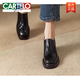 卡帝樂(lè )鱷魚(yú)（CARTELO）真皮百搭款2025春秋季新款法式復古羊皮粗高跟深口方頭單鞋女 黑色 36