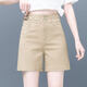 魅力棠2024短褲女夏薄款外穿新款高腰韓版時(shí)尚寬松四分褲夏季直筒牛仔布 卡其色 L/28(105-115斤)