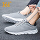 361°男鞋春季軟底運動(dòng)鞋2026新款透氣網(wǎng)面休閑鞋輕便旅游跑步鞋子男士 中灰/西服灰  40