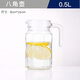 樂(lè )美雅 家用透明涼水壺涼水瓶  無(wú)鉛玻璃冷水壺飲料果汁茶壺 八角壺0.5L