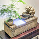 知飾新中式流水魚(yú)缸擺件辦公室客廳茶室招財水景加濕循環(huán)水桌面裝飾品 祥瑞納財桌面款小號帶霧化