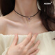 ACOSH黑尖晶項(xiàng)鏈女潮小眾百搭生日禮物黑色頸鏈氣質(zhì)簡(jiǎn)約短款串珠鎖骨鏈 紫色款