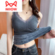 貓人（MiiOW）冬季加絨保暖背心女士緊身塑身吊帶內衣加厚帶胸墊打底衫內穿背心 灰色【3808】 均碼 (80-130斤)