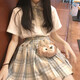 【JK制服官方】檸檬海鹽jk制服少女正版原創(chuàng)格裙日系百褶裙半身裙成品布校供感短裙黃色格裙 格裙+短袖襯衫+領(lǐng)花 M