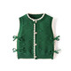 迪尼豆豆（dinidoudu）嬰兒毛衣馬甲0新生兒針織毛衣 1歲男嬰兒背心春秋女寶寶毛衣坎肩 毛線(xiàn)馬甲 系帶開(kāi)衫 文藝草綠色 66碼（建議0-4月）