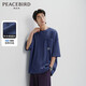 太平鳥(niǎo)男裝華夫格口袋t夏季寬松純色短袖t恤男潮 藍紫色第一批（闊型） M