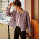 Olrain【5折】短外套女春裝氣質(zhì)小香風(fēng)設計感法式薄款夾克外套 紫色 L