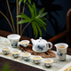 富玉景德鎮(zhèn)手繪青花玲瓏陶瓷功夫茶具套裝白瓷家用泡茶壺茶杯 手繪山丹丹茶具套裝 10頭