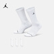 耐克（NIKE）Jordan官方耐克喬丹透氣中筒運(yùn)動(dòng)襪(3雙)秋季速干緩震針織DX9632 100白/黑 L