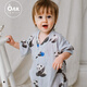 OAK FAMILY新生兒嬰兒衣服夏季五分袖爬服短袖寶寶連體衣薄款百天包屁衣 【夏款】胖噠熊（無(wú)帽） 80cm （建議9~18個(gè)月 72~80cm）