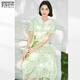 對白【小野聯(lián)名】法式綠色碎花連衣裙女2026夏季新款氣質(zhì)雪紡裙子 白玫瑰印花 M