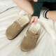 貞喜氣毛毛加絨勃肯鞋女一腳蹬加絨包頭拖鞋軟木底半拖鞋秋冬加絨勃肯鞋 加絨勃肯鞋【沙色; 37適合36】
