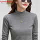 LOVER RUCCI條紋半高領(lǐng)打底衫女新款秋冬純棉內搭加厚保暖修身長(cháng)袖洋氣上衣潮 428灰條 (拼接領(lǐng)) L 建議105-115斤