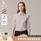 HAZZYS哈吉斯女裝 秋季女士襯衣條紋通勤長(cháng)袖休閑襯衫女ASCSK1CCX07 酒紅色WN XL (170/92A 42)