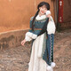 嬈蝶去有風(fēng)的地方亦菲同款披肩圍巾民族風(fēng)披風(fēng)云南大理麗江旅游斗篷 大毛領(lǐng)-藍(lán)綠