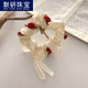 默研（MOYAN）韓風(fēng)浪漫立體玫瑰大腸圈清新少女花朵超仙發(fā)圈簡(jiǎn)約蝴蝶結頭繩發(fā)飾 玫瑰大腸圈-白色B08-205