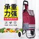 Wa Family購物車(chē)買(mǎi)菜車(chē)拉桿車(chē)家用車(chē)老人便攜折疊小拉車(chē)多功能手推車(chē)布袋車(chē) 酒紅條紋+跑車(chē)輪（可折疊）