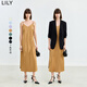 LILY夏新款女裝法式優(yōu)雅浪漫氣質(zhì)可調節肩帶長(cháng)款吊帶連衣裙女 611咖金 L
